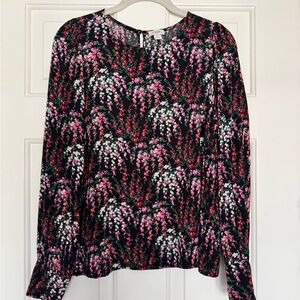 J. Crew Factory Floral Blouse in Black and Pink